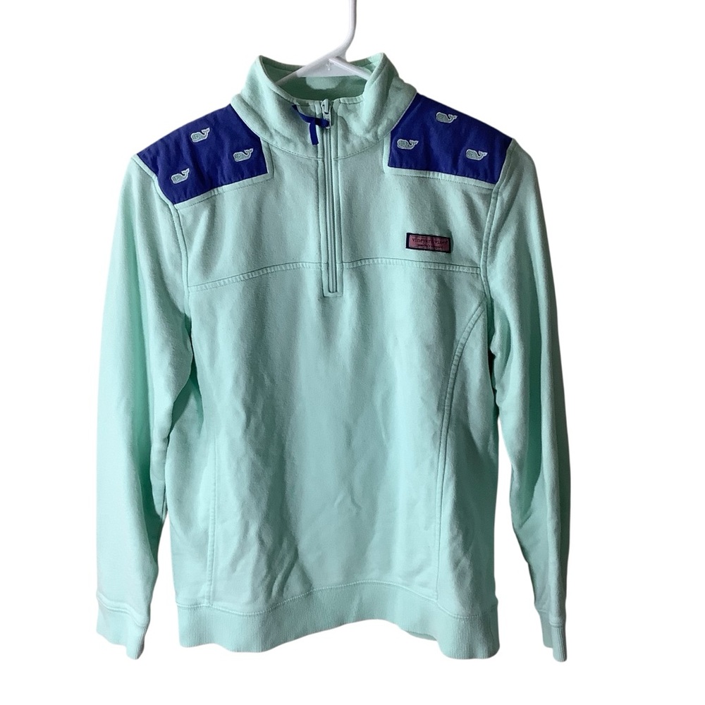 Vineyard Vines Cotton Whale Embroidered Quarter Zip Shep Top